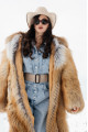 Long light brown fox fur coat with cascading effect