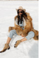 Long light brown fox fur coat with cascading effect