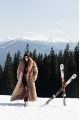 Long light brown fox fur coat with cascading effect