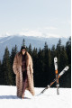 Long light brown fox fur coat with cascading effect