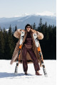Long light brown fox fur coat with cascading effect