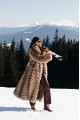 Long light brown fox fur coat with cascading effect