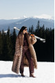 Long light brown fox fur coat with cascading effect
