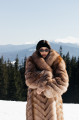 Long light brown fox fur coat with cascading effect