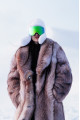 Long brown fox fur coat