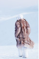 Long brown fox fur coat