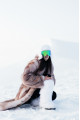 Long brown fox fur coat