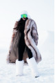 Long brown fox fur coat
