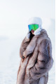 Long brown fox fur coat