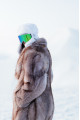 Long brown fox fur coat