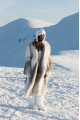 Long white fox fur coat with gray highlights