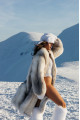 Long white fox fur coat with gray highlights