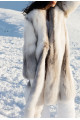 Long white fox fur coat with gray highlights