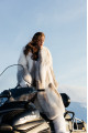 Long white fox fur coat with gray highlights