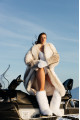 Long white fox fur coat with gray highlights